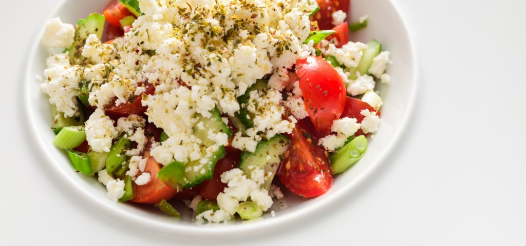 Traditional Greek salad with fresh local ingredients