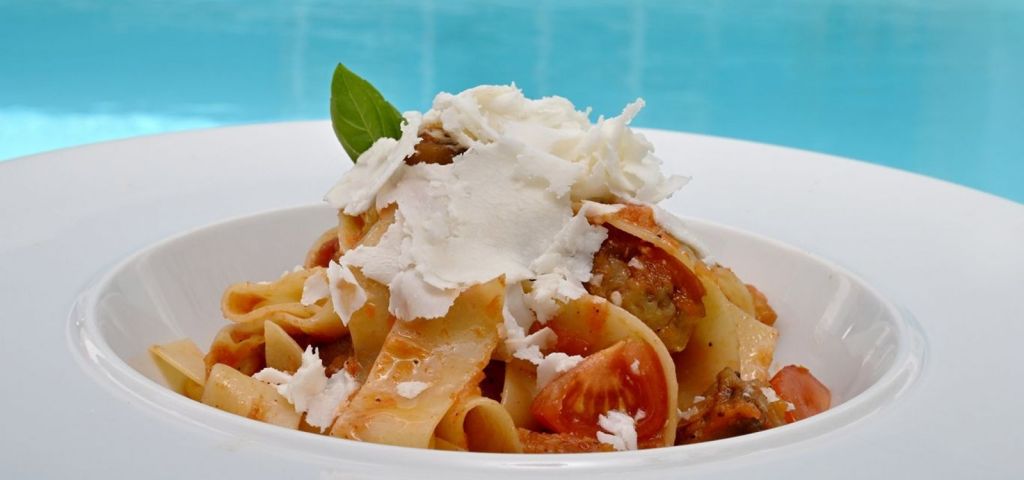 Homemade pasta served at Aigialos Santorini 